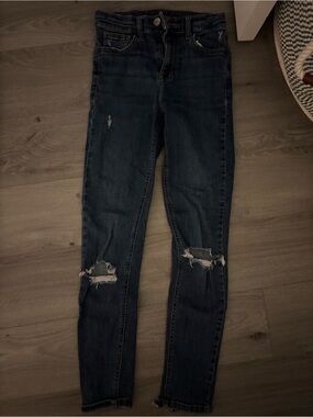 Dark Blue Distressed Women's Skinny Jeans